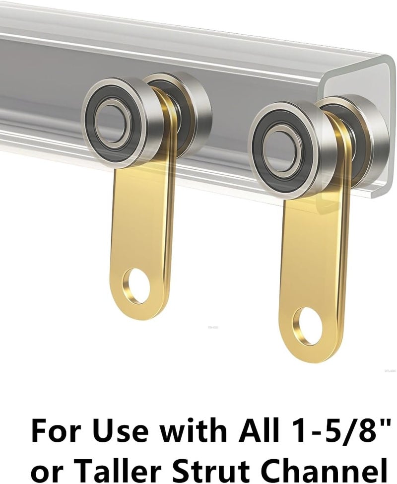 BiJun 2 Wheel Trolley Assembly Roller,Trolley Wheels Assembly for Use with 1-5/8" Wide and All1-5/8"or Taller Strut Channel 4pc - Image 2